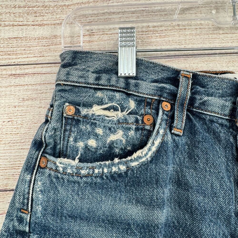 Agolde Button Fly But Off Jean Shorts Womens 25 Blue Medium Wash Denim - Picture 3 of 9